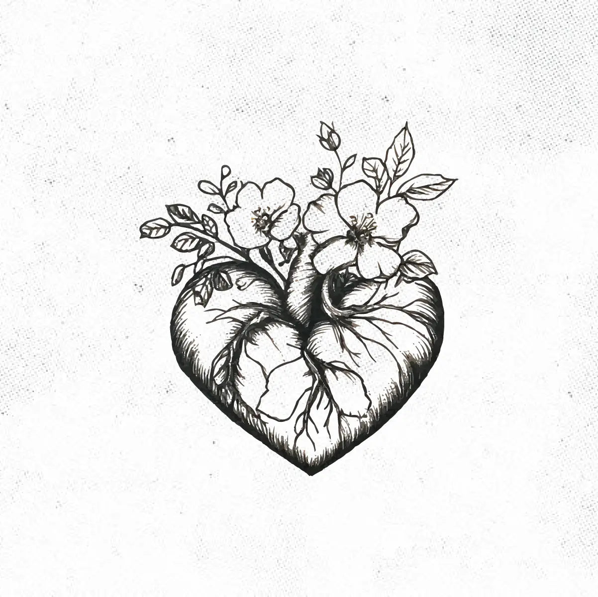 Flowers Anatomical Heart Tattoo Idea Design Digital Artwork Vector File