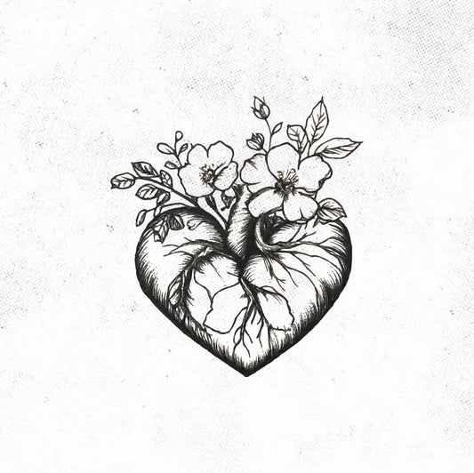 Flowers Anatomical Heart Tattoo Idea Design Digital Artwork Vector File