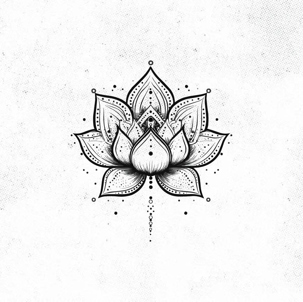 Black and White Mandala Lotus Flower Outline Tattoo Idea Design Digital Artwork Vector File