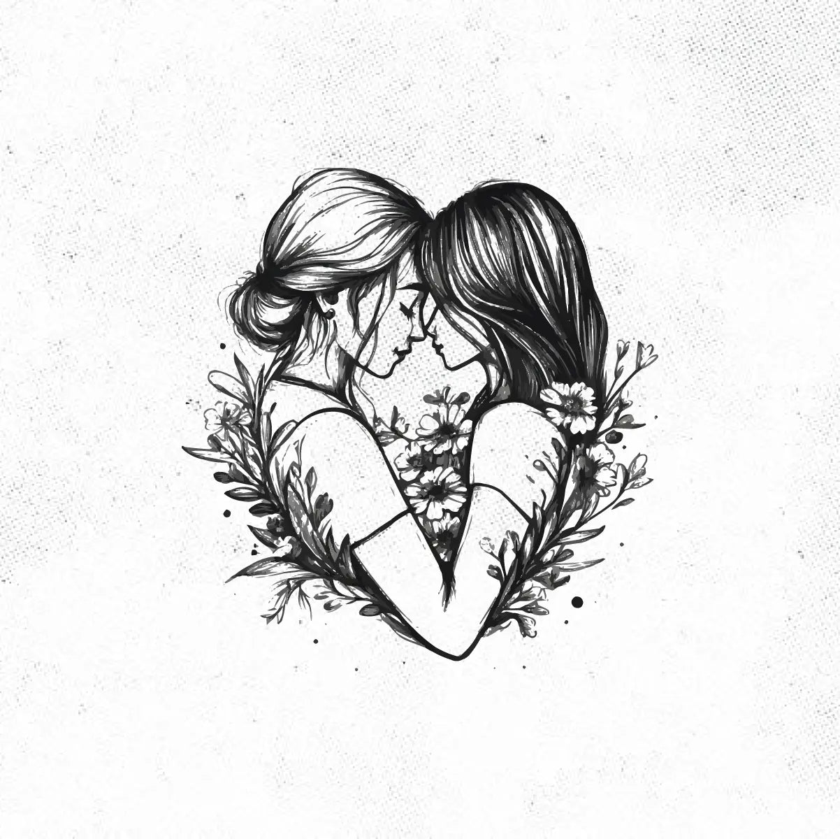 Lesbian Couple Tattoo Idea Design Digital Artwork Vector File