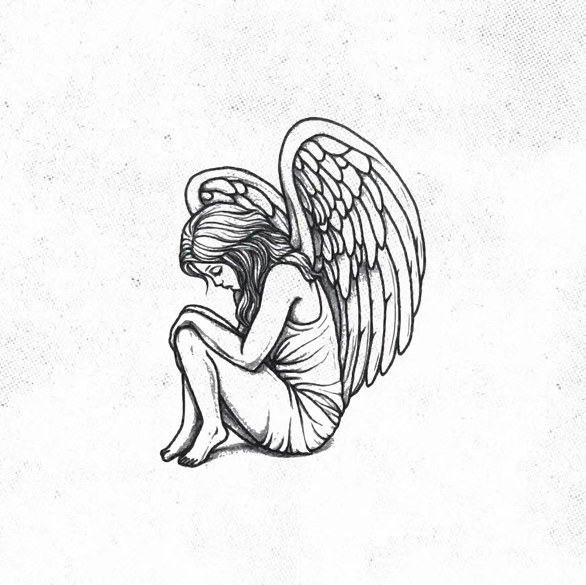 Simple Angel Outline Tattoo Idea Design Digital Artwork Vector File