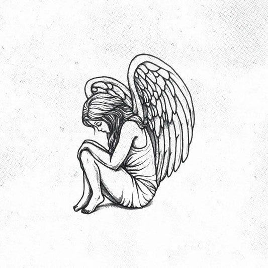 Simple Angel Outline Tattoo Idea Design Digital Artwork Vector File