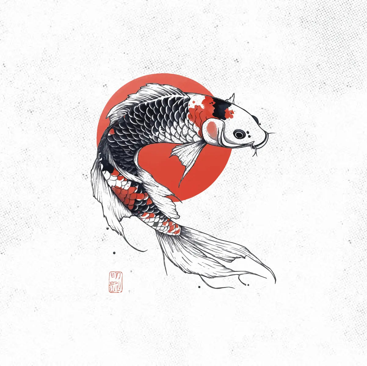 Japanese Koi Fish Tattoo Idea Design Digital Artwork Vector File