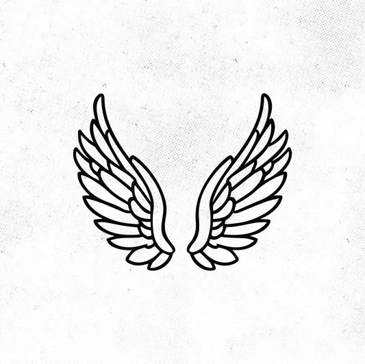 Simple Minimal Angel Wing Outline Tattoo Idea Design Digital Artwork Vector File