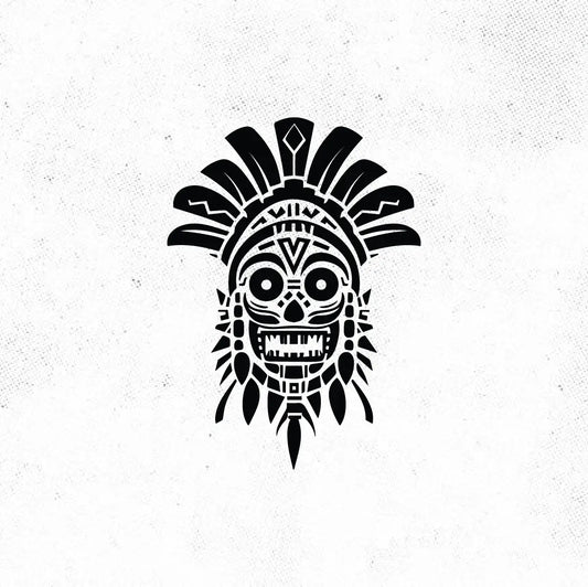 Tribal Aztec Skull Tattoo Idea Design Digital Artwork Vector File