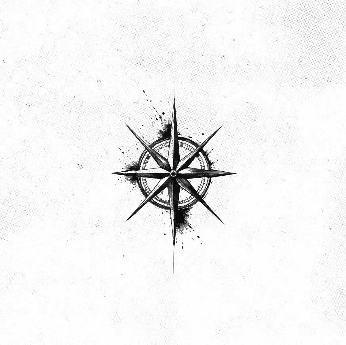 Simple Nautical Compass Tattoo Idea Design Digital Artwork Vector File