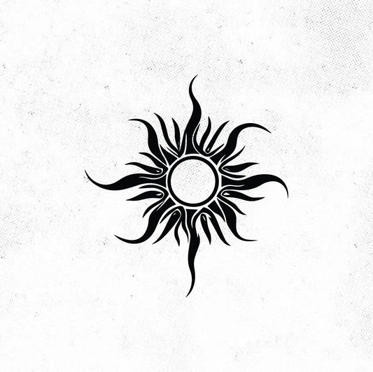 Simple Tribal Sun Tattoo Idea Design Digital Artwork Vector File