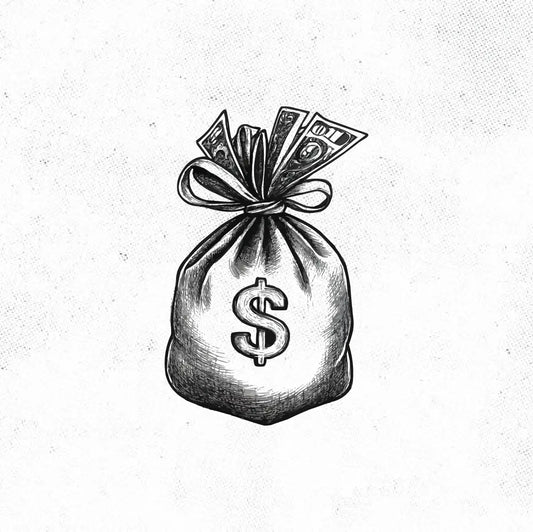 Simple Money Bag Tattoo Idea Design Digital Artwork Vector File