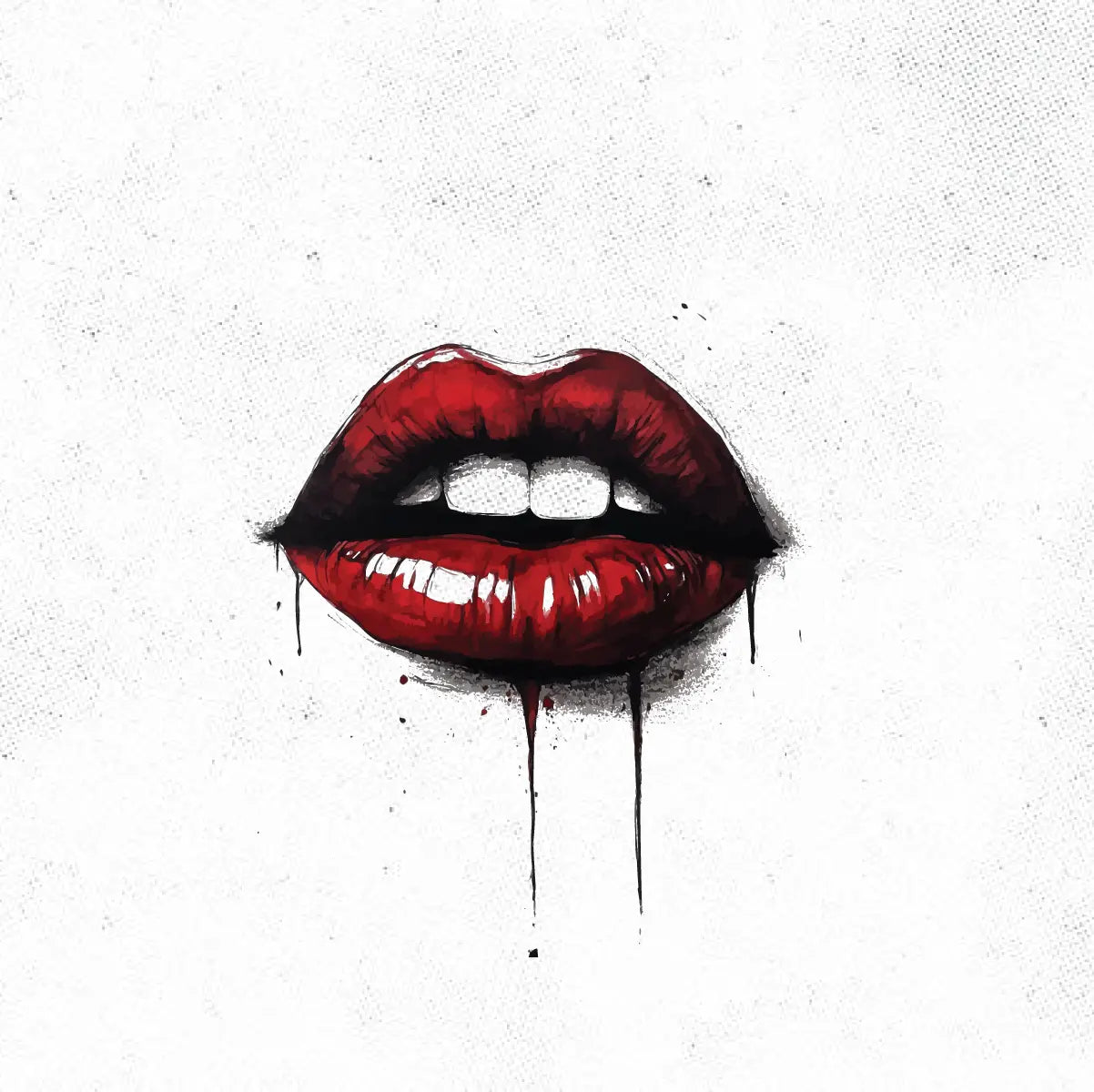 Creepy Red Lip Tattoo Idea Design Digital Artwork Vector File