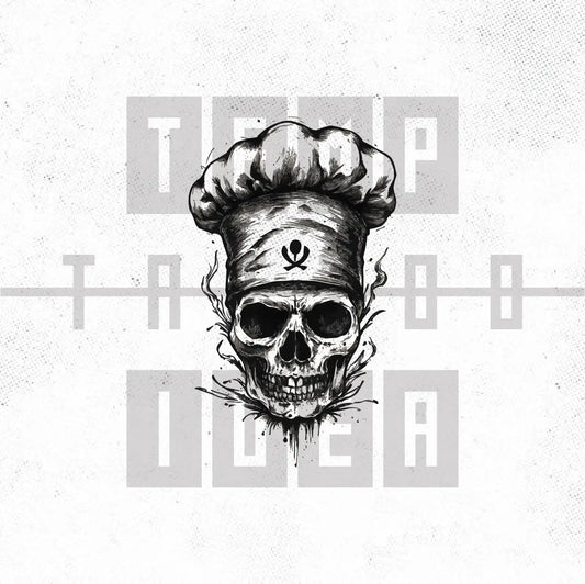 simple skull chef hat tattoo idea design drawing flash digital artwork vector file