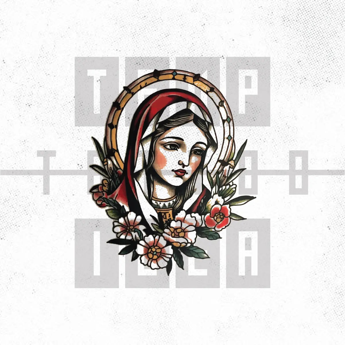 simple traditional virgin mary tattoo idea design drawing flash digital artwork vector file