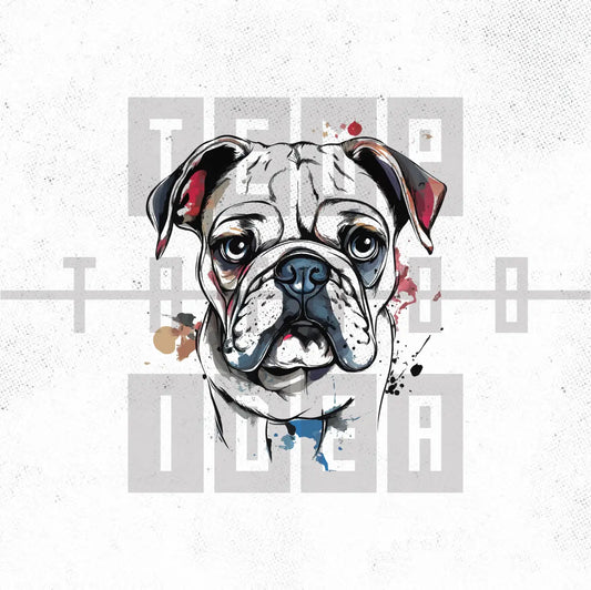 watercolor bulldog puppy memorial portrait tattoo idea design drawing flash digital artwork vector file