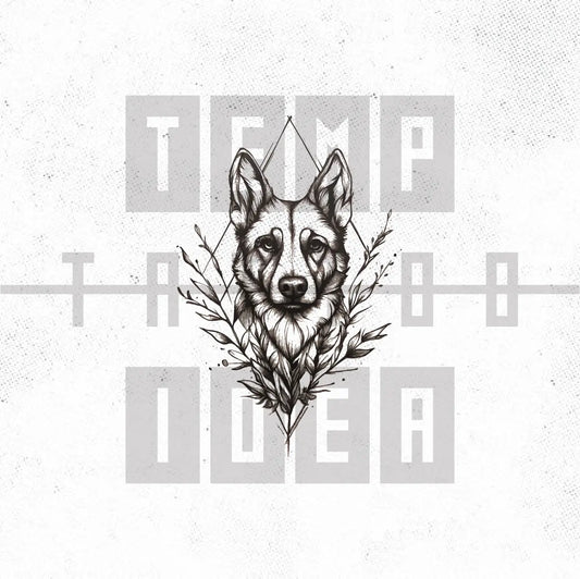 geometric german shepherd dog outline puppy memorial portrait tattoo idea design drawing flash digital artwork vector file