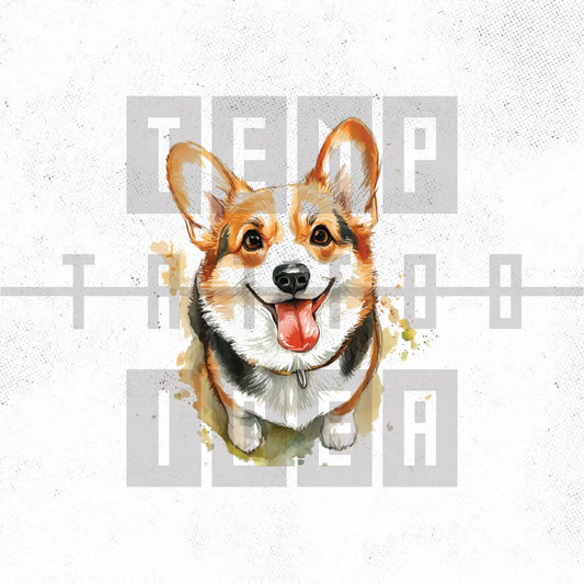 watercolor corgi dog puppy memorial portrait tattoo idea design drawing flash digital artwork vector file