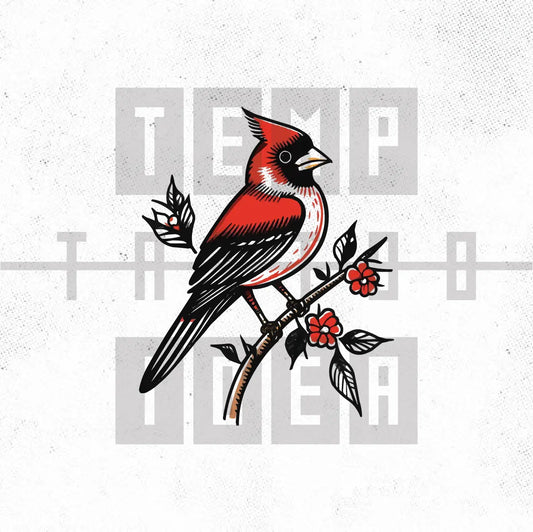 traditional red cardinal bird tattoo idea design drawing flash digital artwork vector file