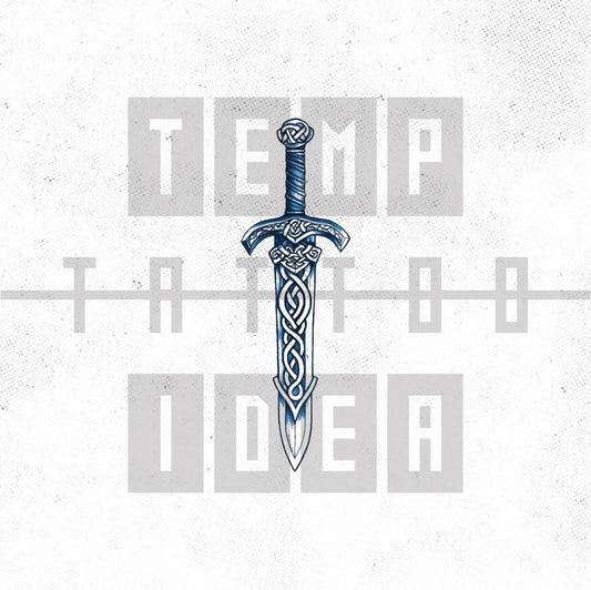 blue viking sword nordic celtic tattoo idea design drawing flash digital artwork vector file