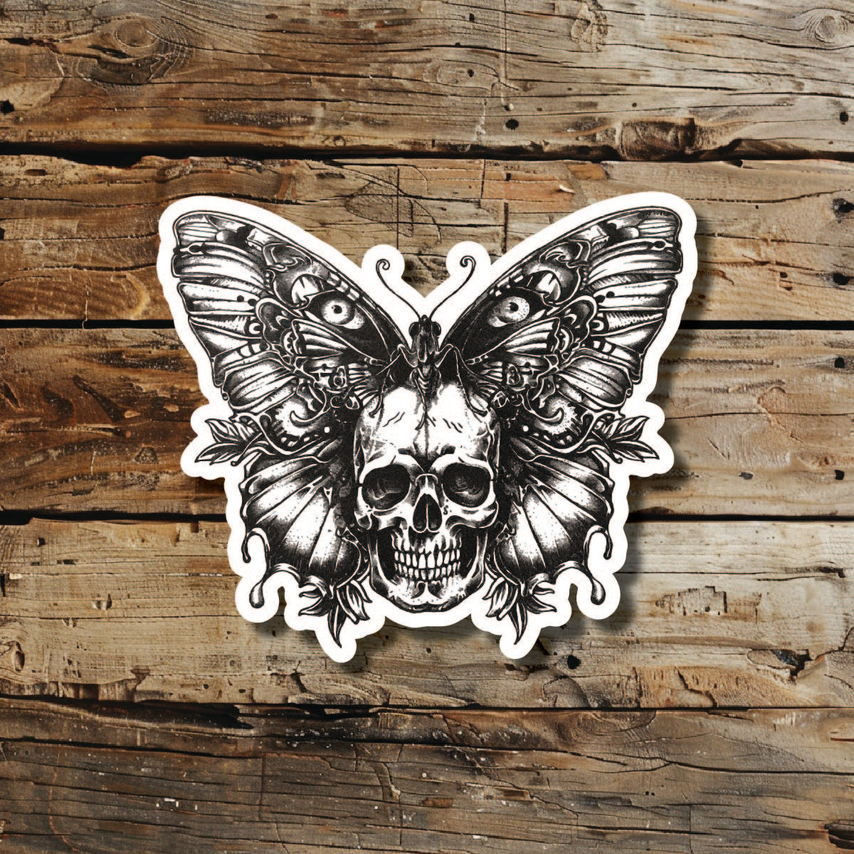 Skull Butterfly Tattoo Idea Design Sticker