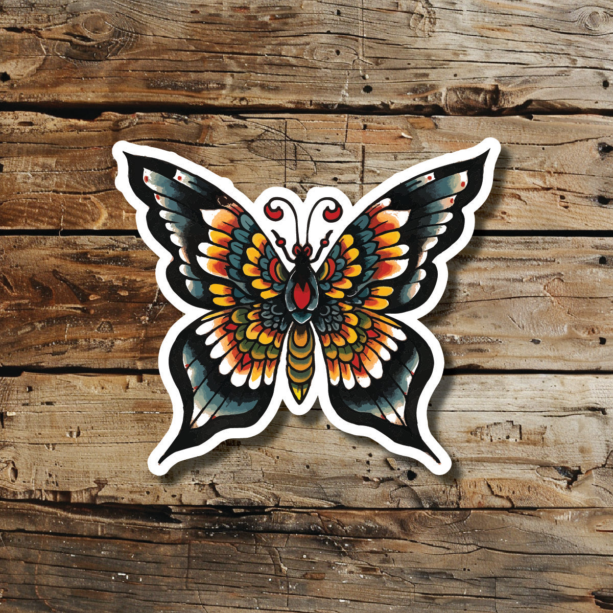 Traditional Butterfly Tattoo Idea Design Sticker