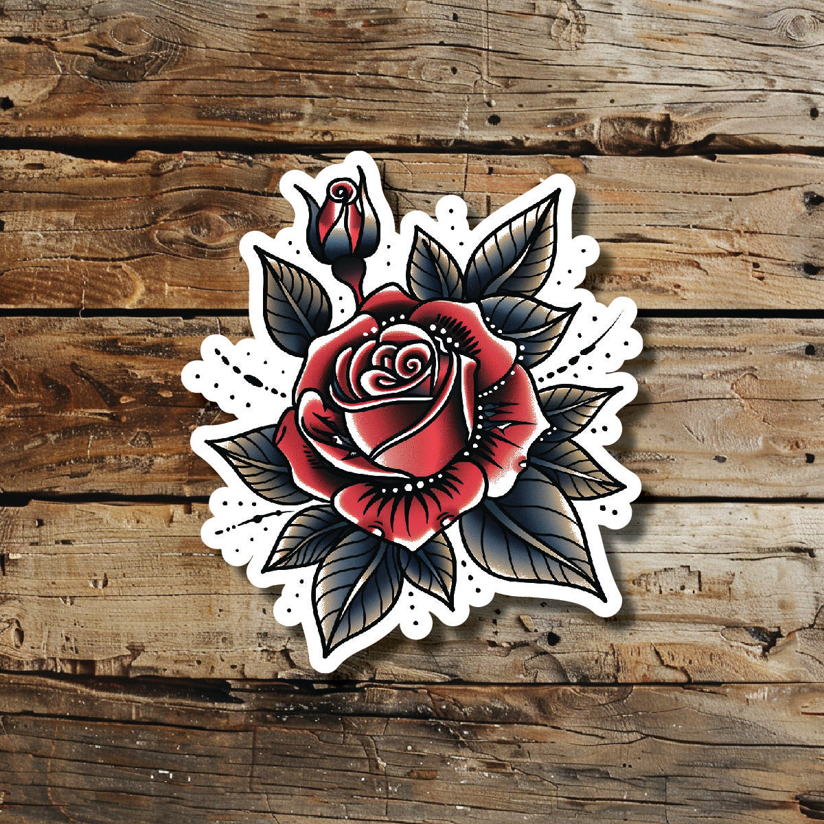 Traditional Rose Flower Tattoo Idea Design Sticker