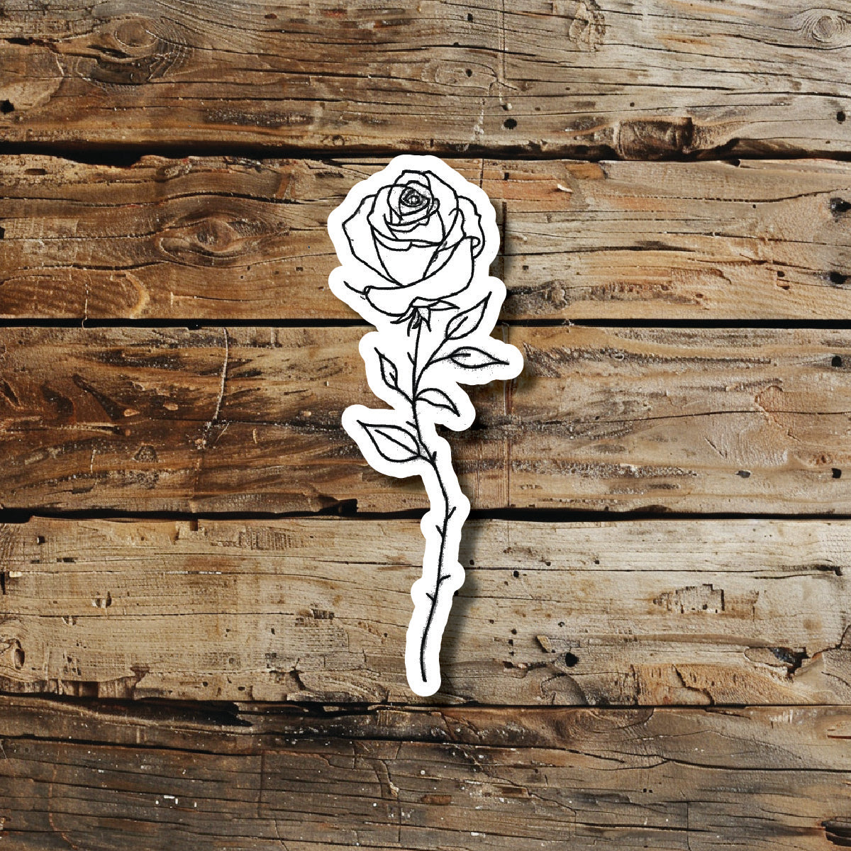 Simple Fine Line Rose Outline Temporary Tattoo Idea Design Sticker