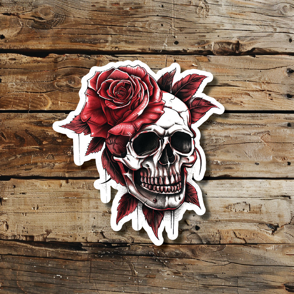 Rose Skull Temporary Tattoo Idea Design Sticker