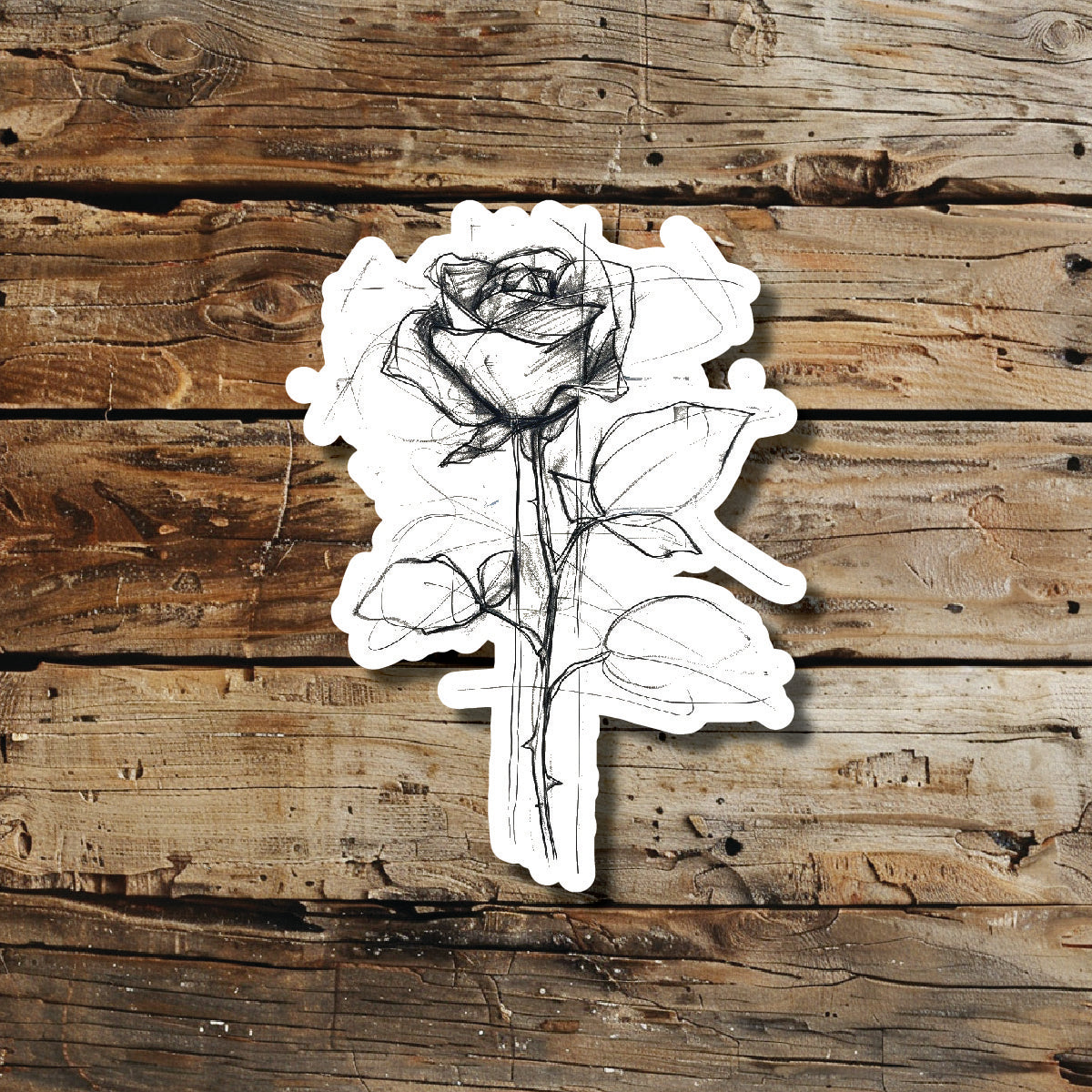 Rose Sketch Temporary Tattoo Idea Design Sticker