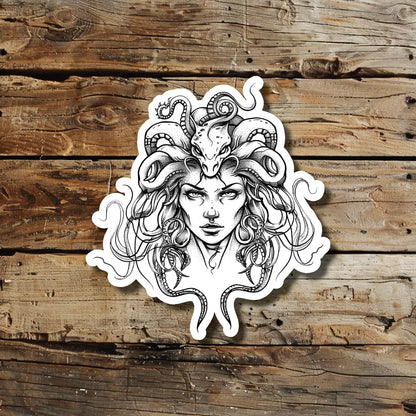 Simple Medusa Outline Temporary Tattoo Idea Design Sticker