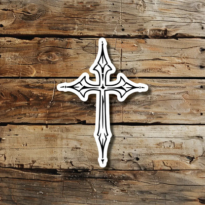 Simple Cross Outline Temporary Tattoo Idea Design Sticker