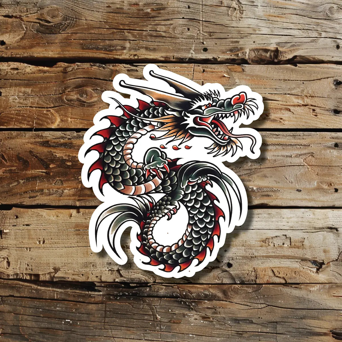 Traditional Dragon Color Tattoo Idea Design Sticker