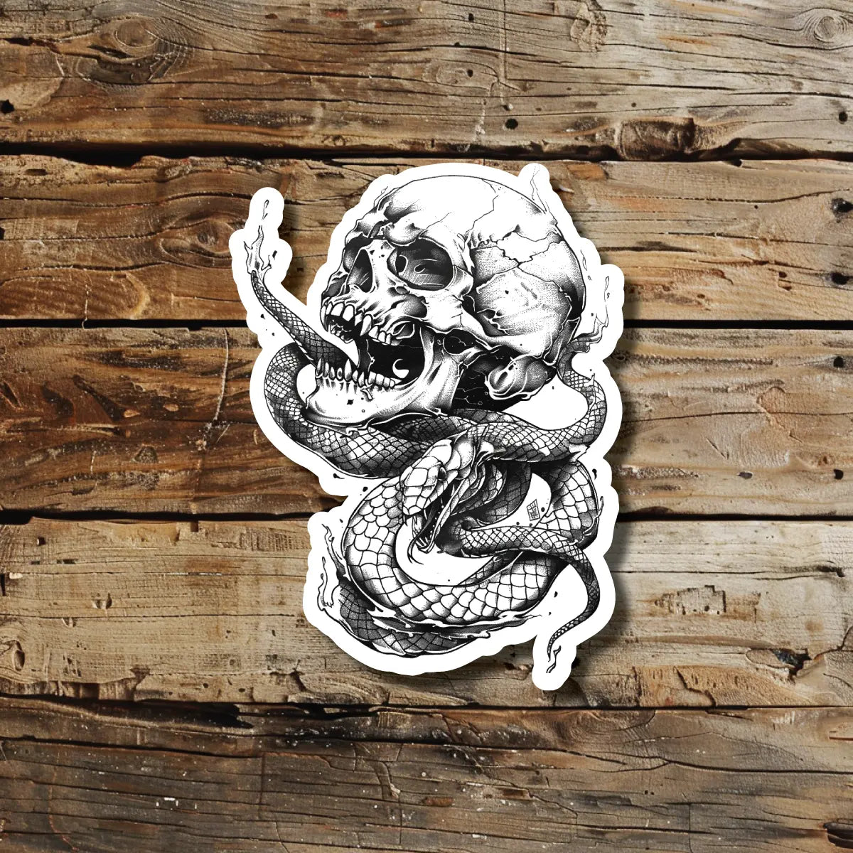 Skull Snake Tattoo Idea Design Sticker