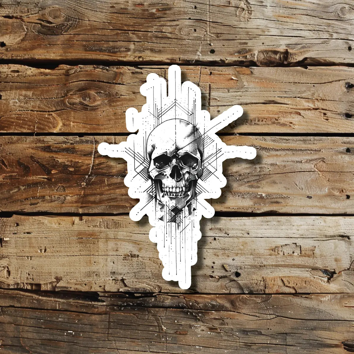 Geometric Skull Temporary Tattoo Idea Design Sticker