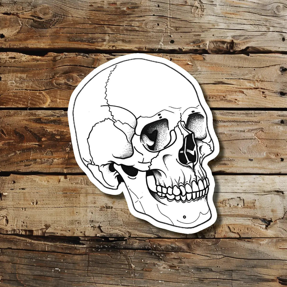 Simple Skull Outline Temporary Tattoo Idea Design Sticker