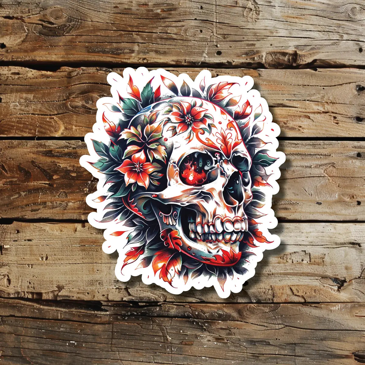 Neo Traditional Skull Temporary Tattoo Idea Design Sticker