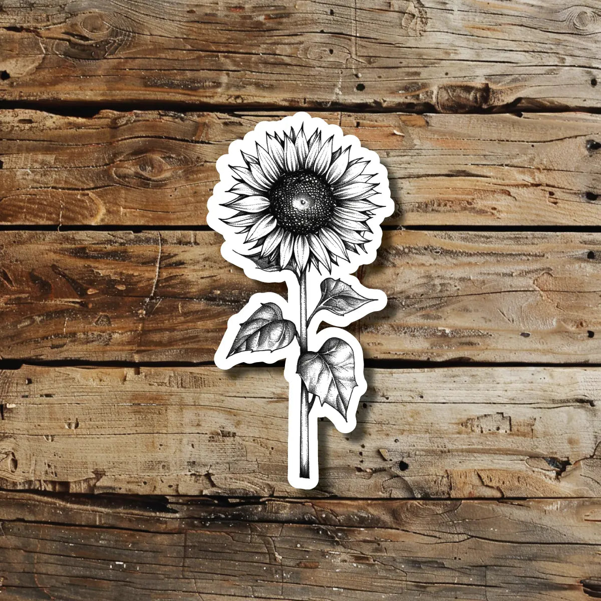 Black and White Sunflower Temporary Tattoo Idea Design Sticker