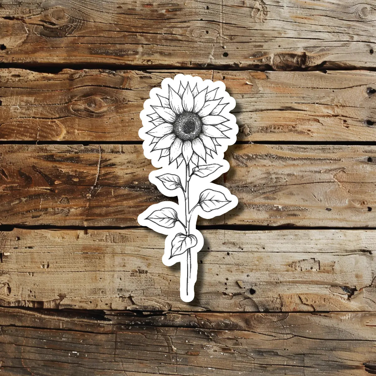 Simple Sunflower Outline Temporary Tattoo Idea Design Sticker