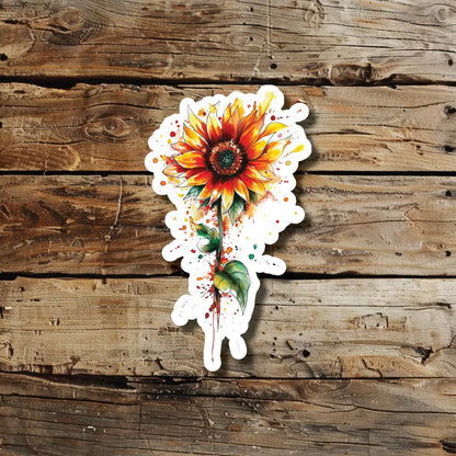 Watercolor Sunflower Tattoo Idea Design Sticker