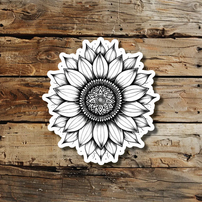 Mandala Sunflower Temporary Tattoo Idea Design Sticker