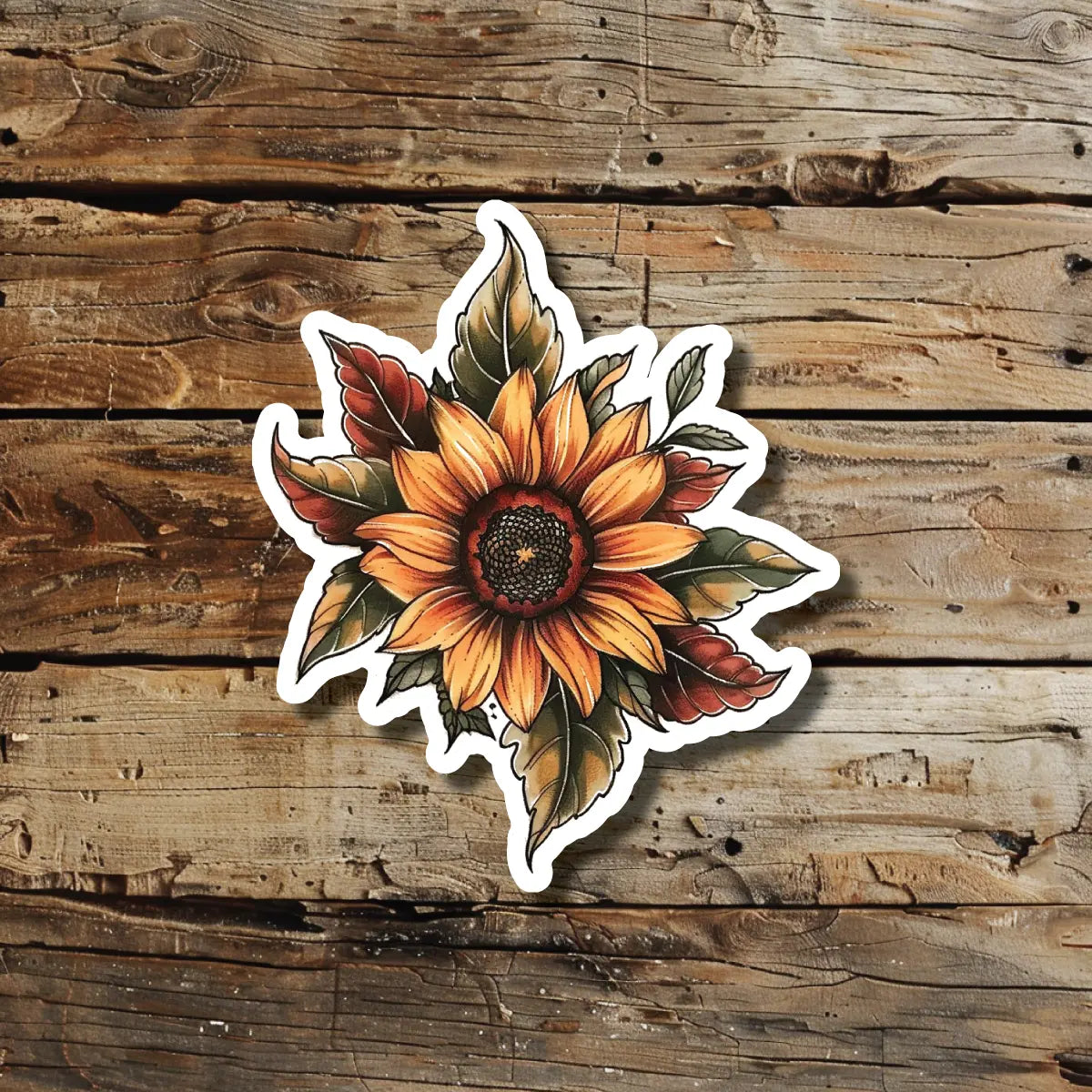 Traditional Sunflower Tattoo Idea Design Sticker