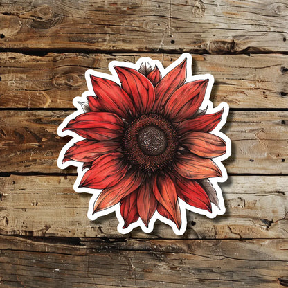 Red Sunflower Temporary Tattoo Idea Design Sticker