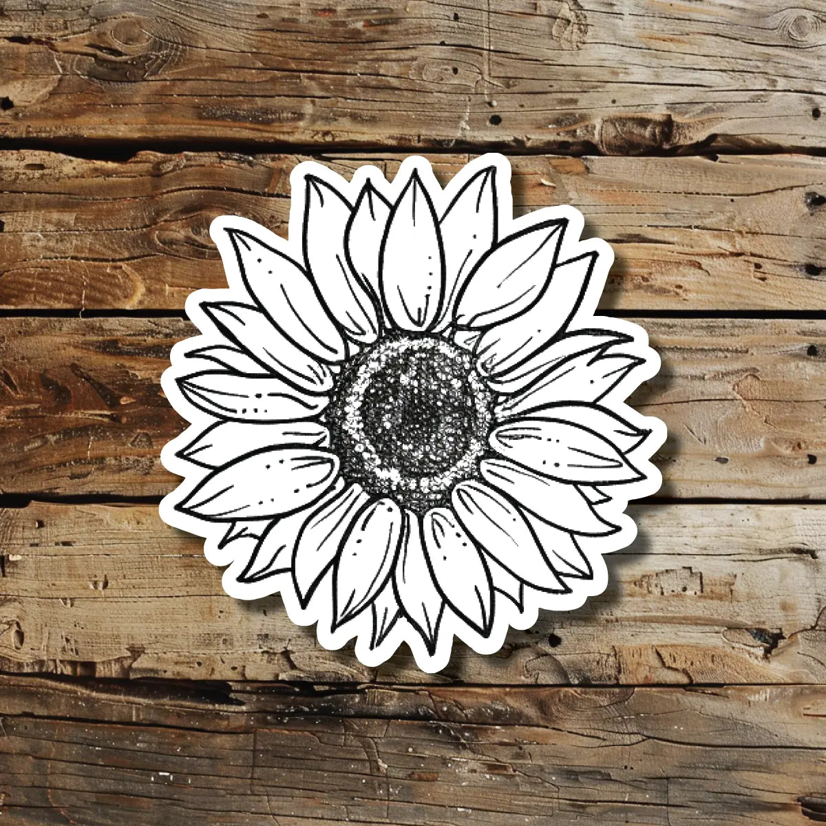 Minimal Fine Line Sunflower Temporary Tattoo Idea Design Sticker