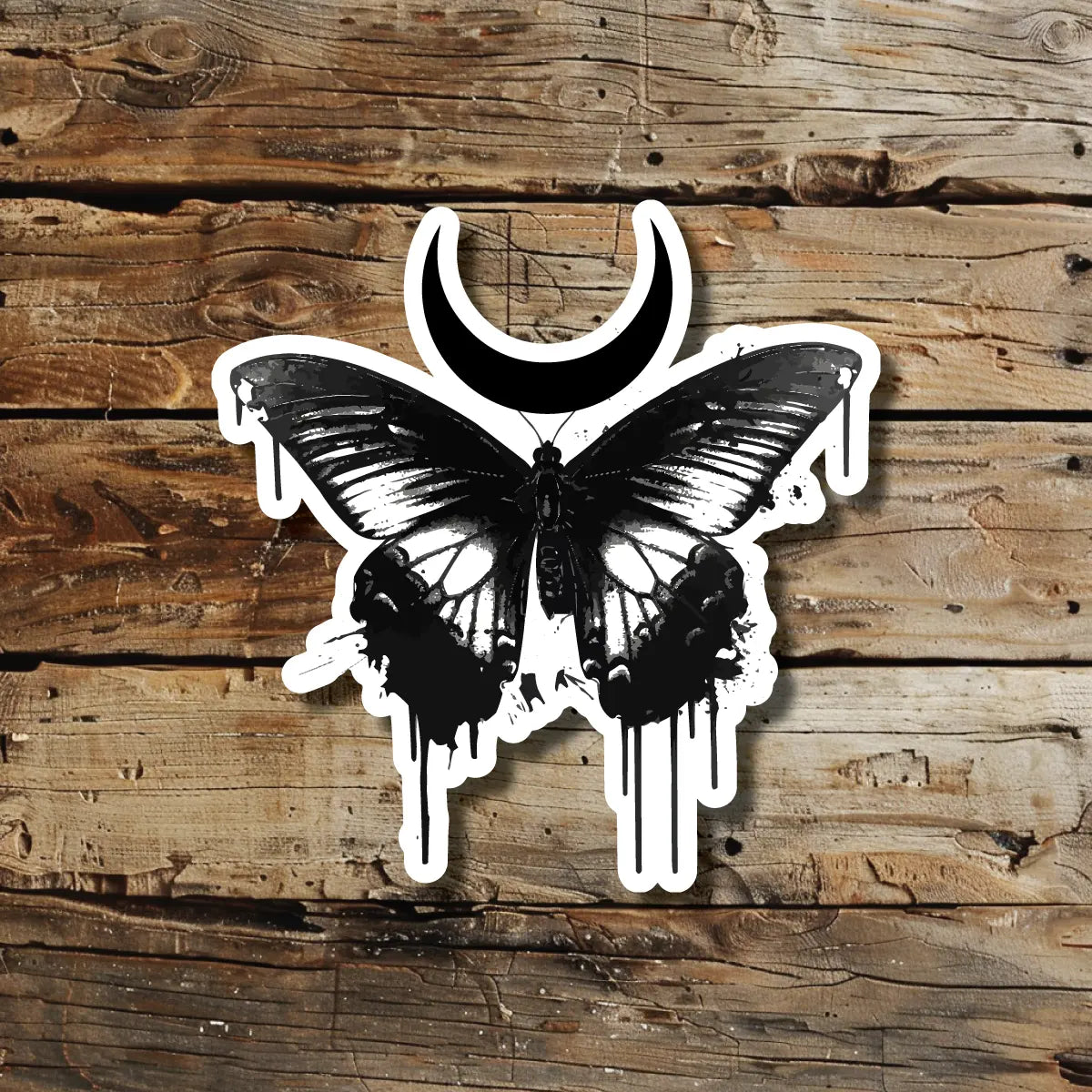 Gothic Butterfly Black and White Temporary Tattoo Idea Design Sticker