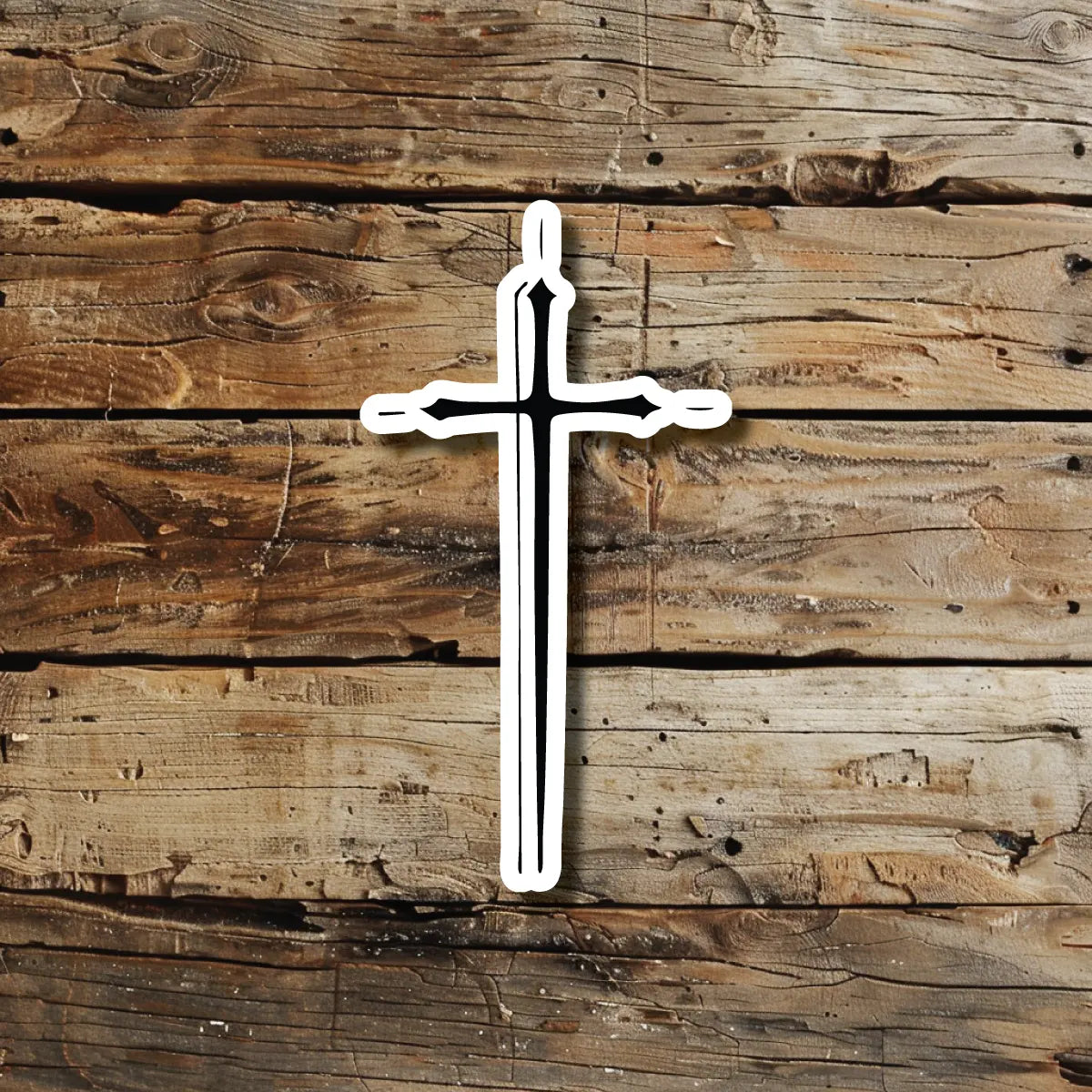 Minimal Fine Line Cross Temporary Tattoo Idea Design Sticker