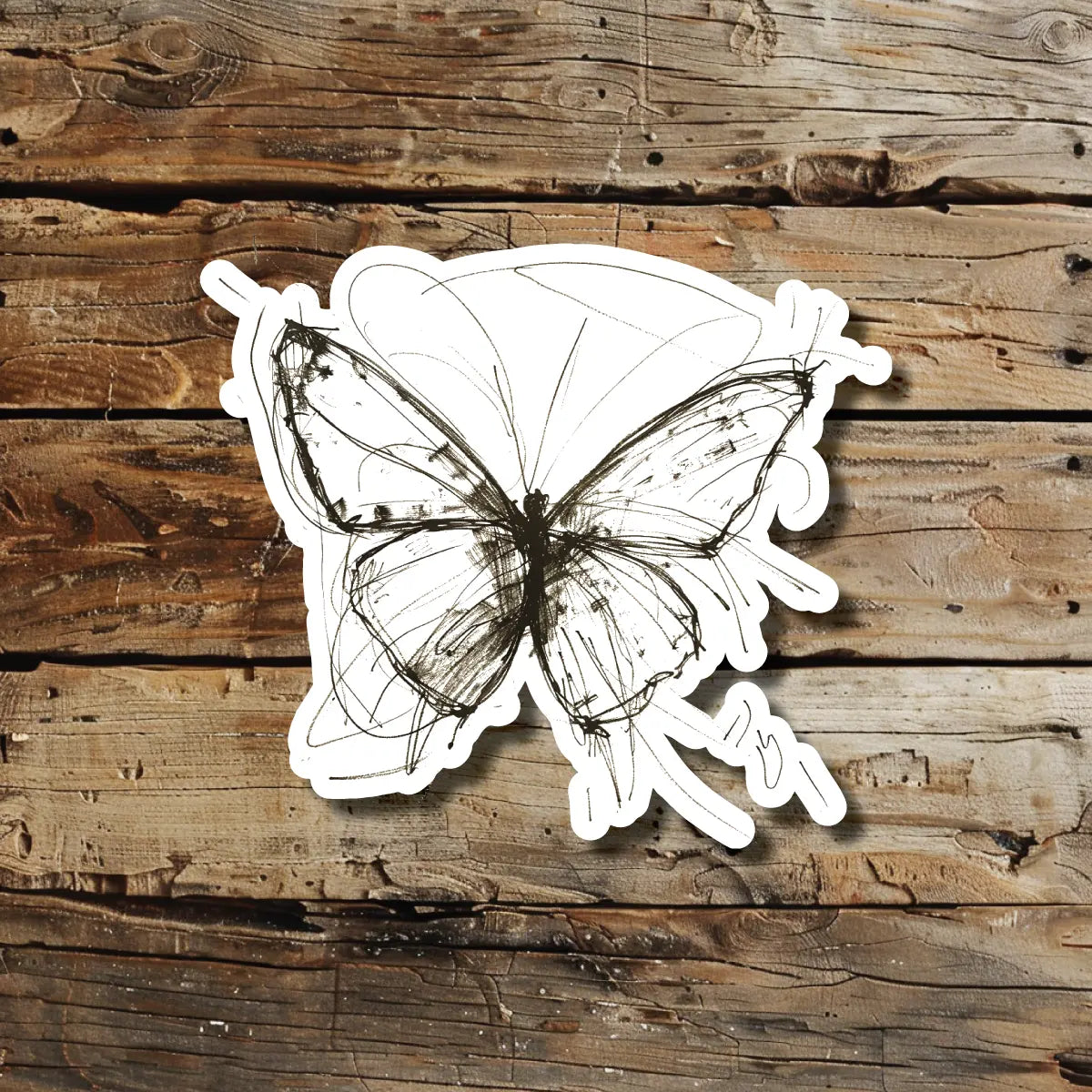 Butterfly Sketch Temporary Tattoo Idea Design Sticker