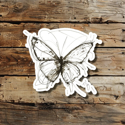 Butterfly Sketch Temporary Tattoo Idea Design Sticker