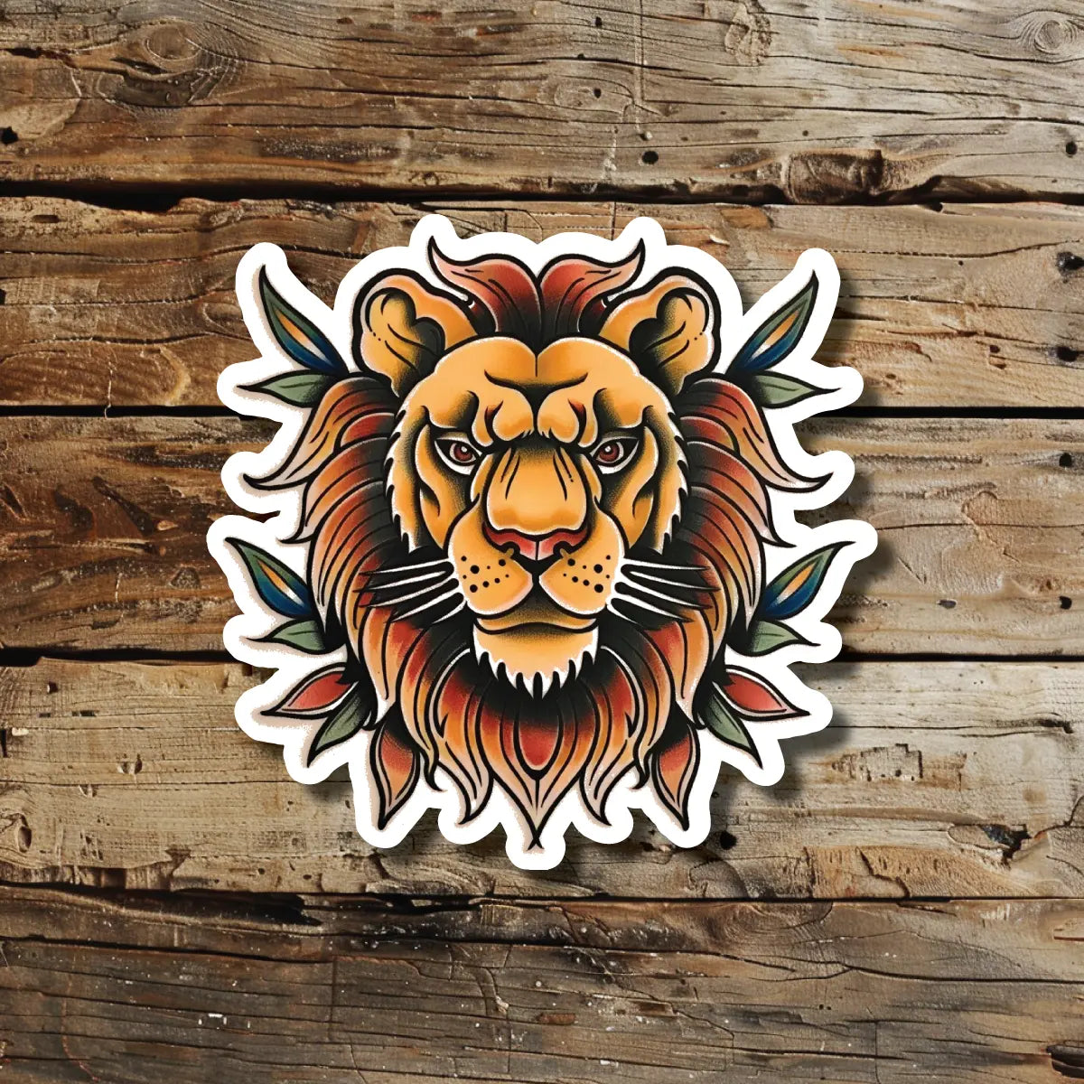 Traditional Lion Tattoo Idea Design Sticker