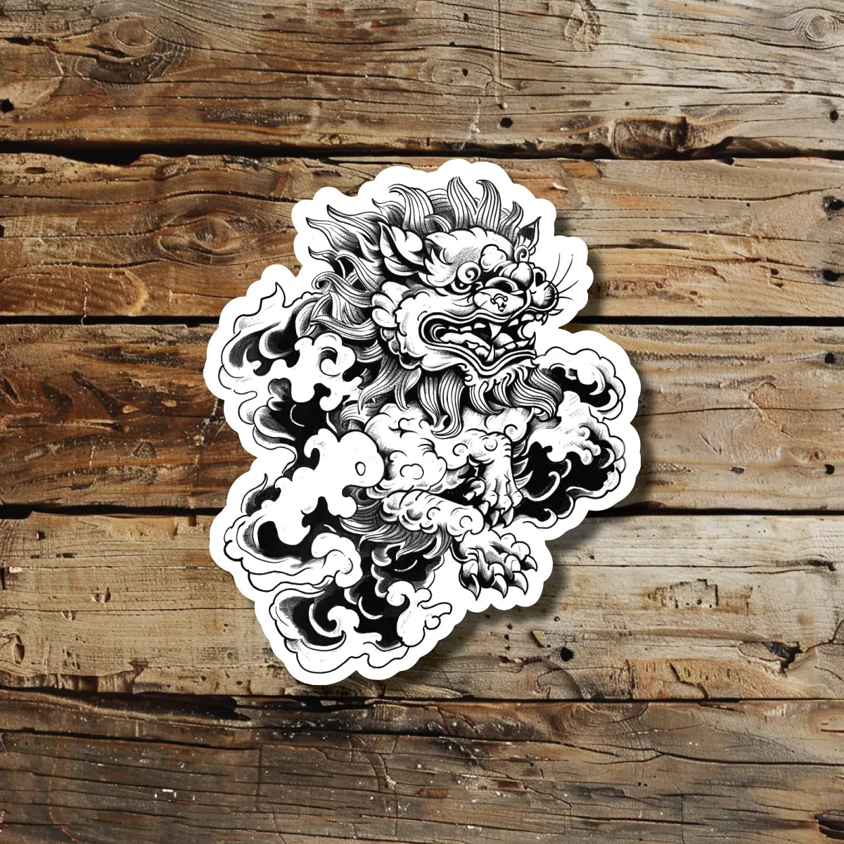 Japanese Lion Temporary Tattoo Idea Design Sticker