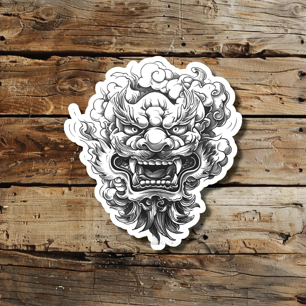 Chinese Lion Temporary Tattoo Idea Design Sticker