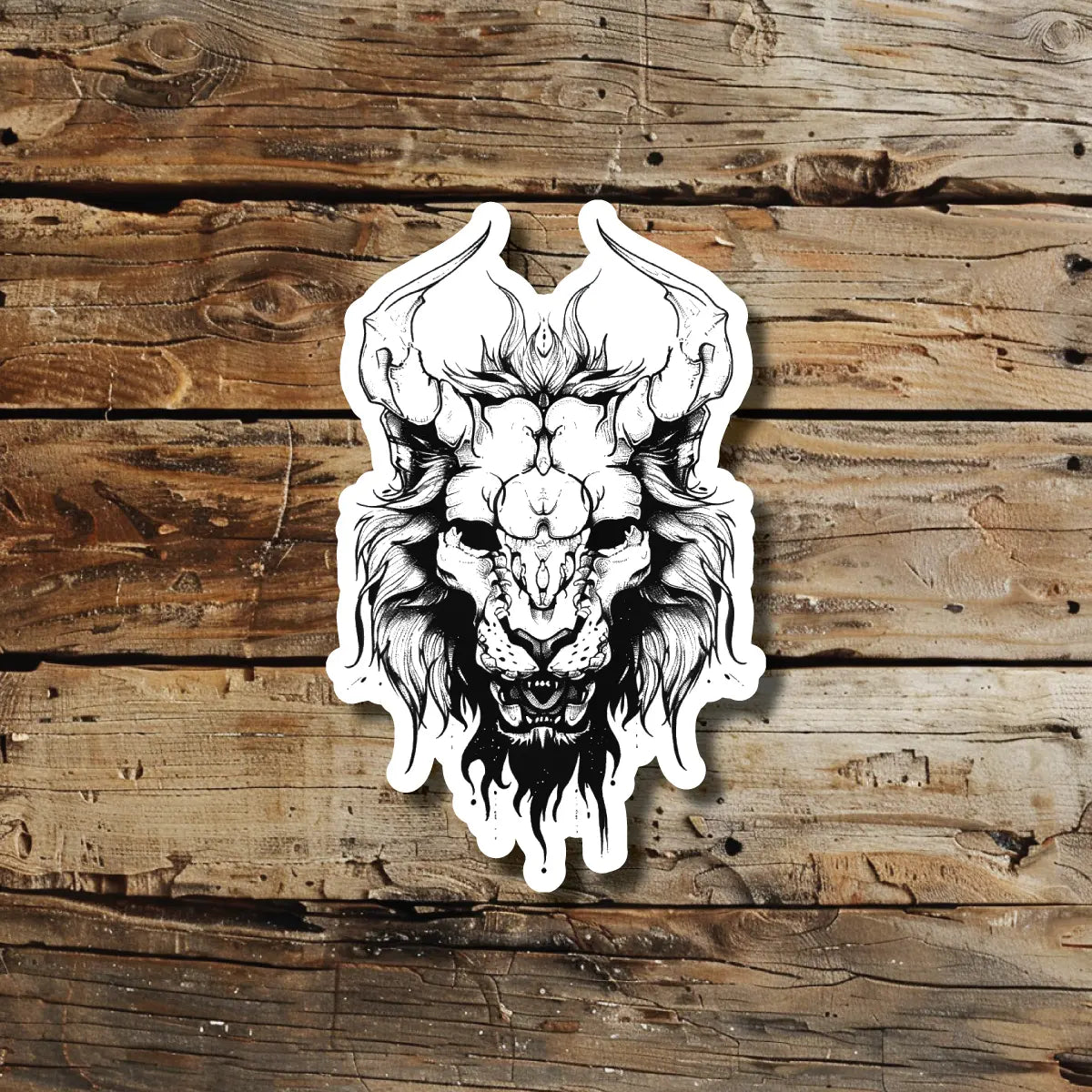 Lion Skull Temporary Tattoo Idea Design Sticker