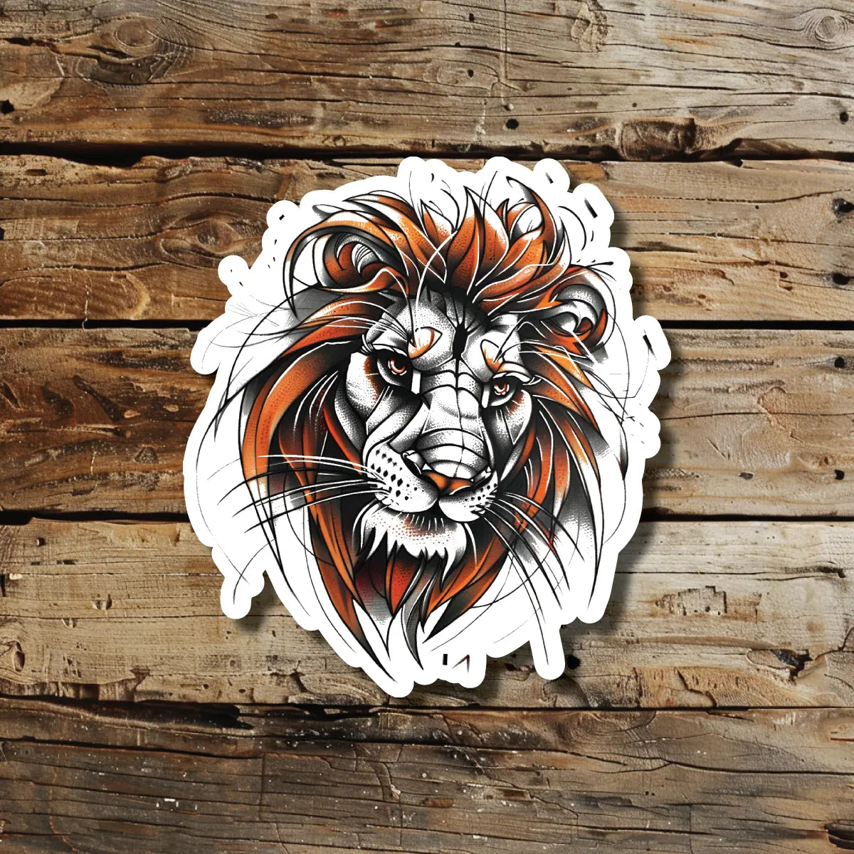 Neo Traditional Lion Temporary Tattoo Idea Design Sticker