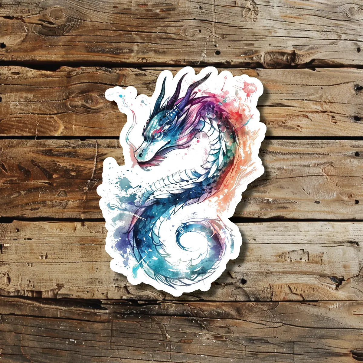 Watercolor Dragon Tattoo Idea Design Sticker